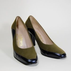 Salvatore Ferragamo Green and Black heels